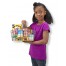 Children's Grocery Basket with Pretend Play Food and Girl